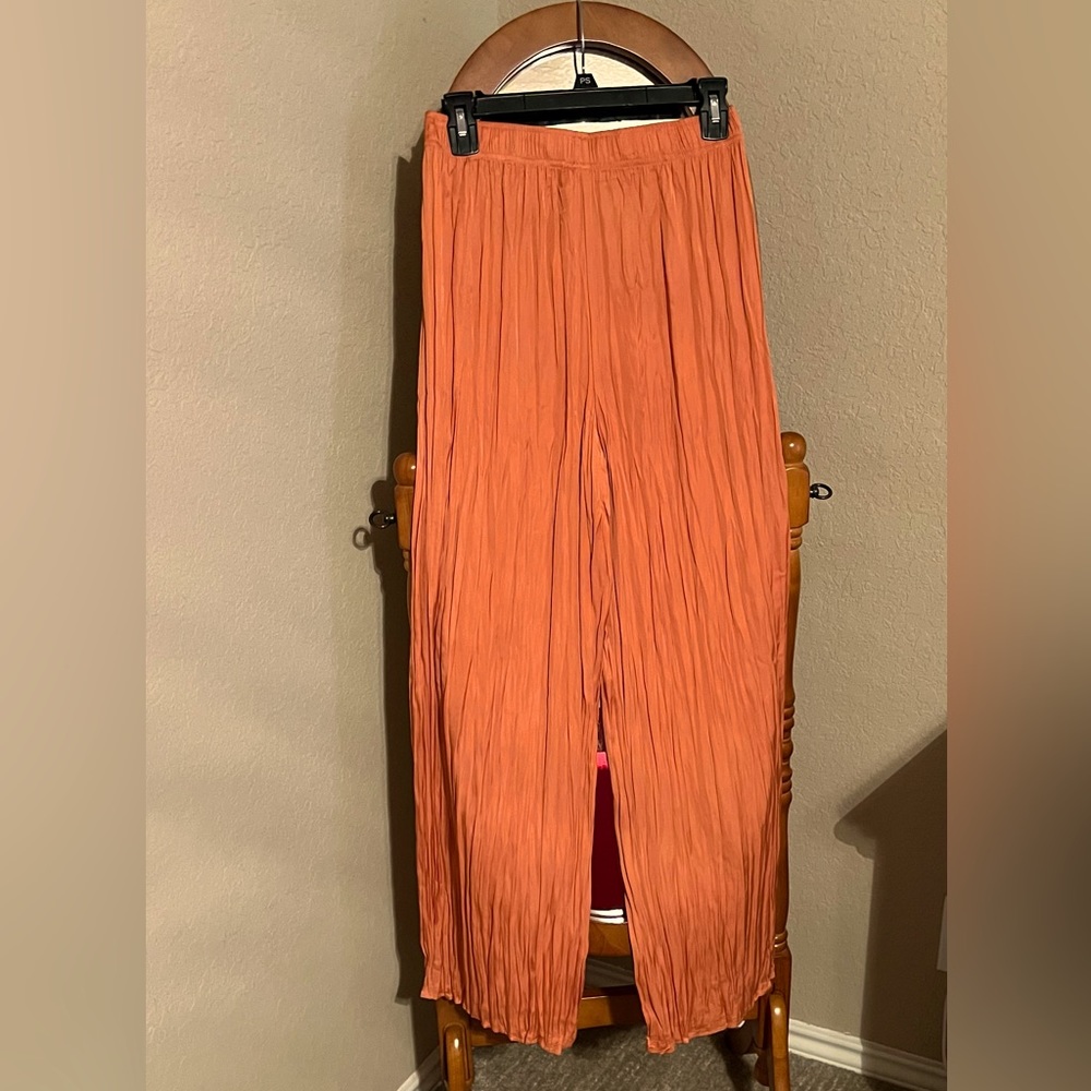 Joie s/p Wide Leg Pleated Satin Pants Elastic Waist